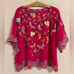 Johnny Was Bellona Bright Pink Blouse